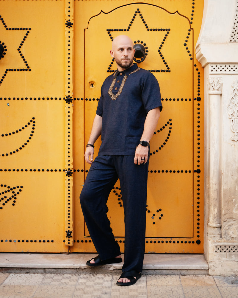 Polo en lin brodé — Homme