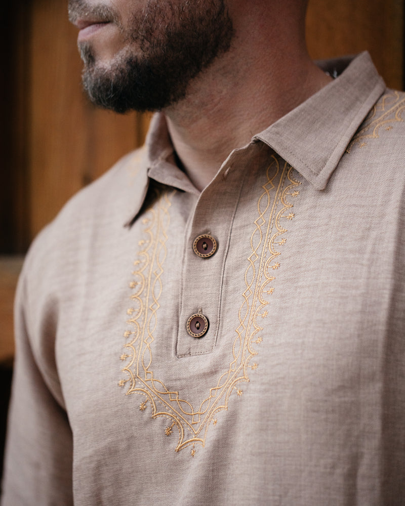 Polo en lin brodé — Homme